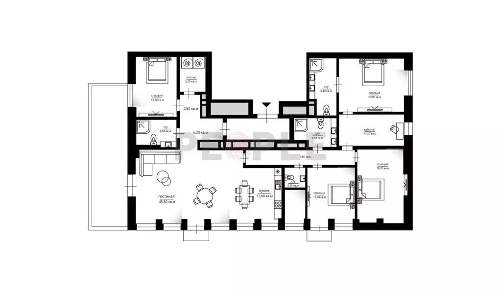 5-к кв. Москва ул. Костикова, 4к3 (190.6 м) - Фото 1