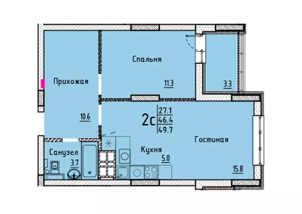 Свободной планировки кв. Саратовская область, Энгельс  (49.7 м) - Фото 0