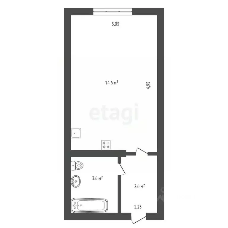 Студия Амурская область, Благовещенск Нагорная ул., 5/3 (20.8 м) - Фото 1