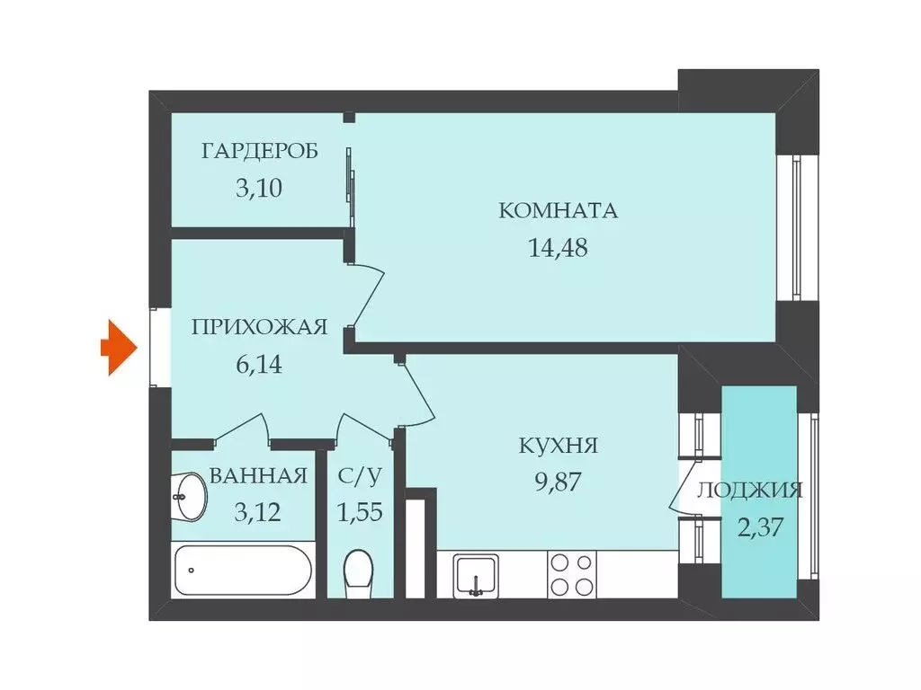 1-комнатная квартира: Санкт-Петербург, Плесецкая улица, 4 (40 м) - Фото 0