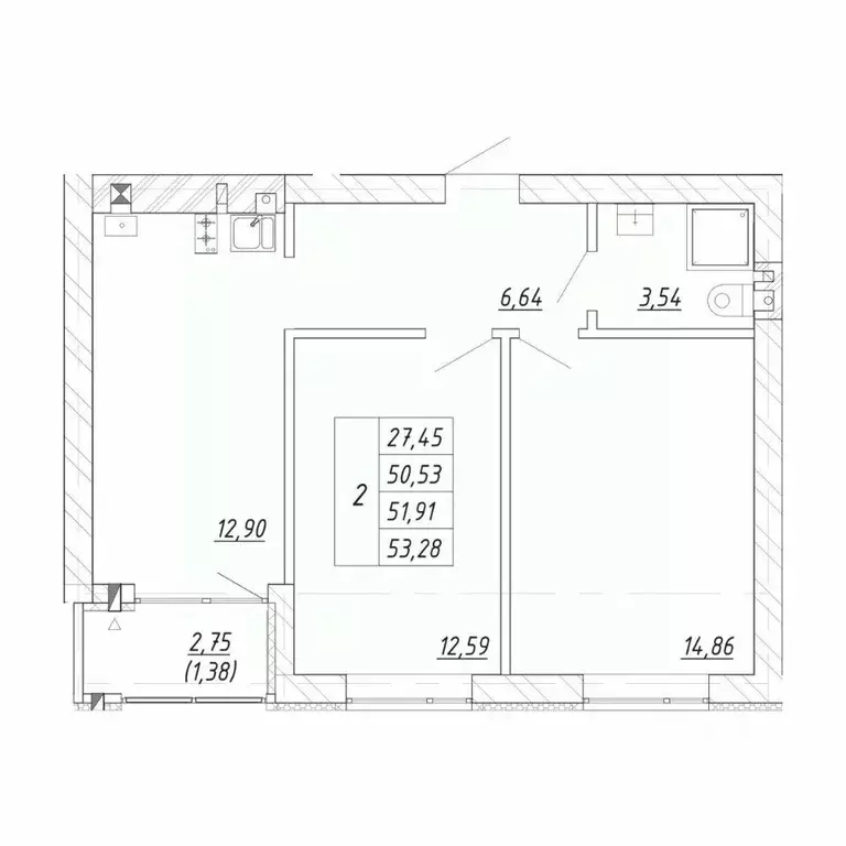 2-к кв. Калининградская область, Зеленоградск  (51.91 м) - Фото 1