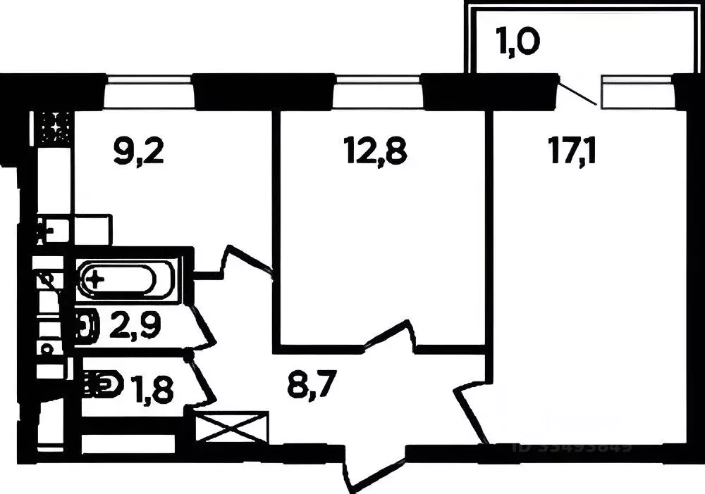 2-к кв. Московская область, Пушкино ул. Просвещения, 8к1 (53.9 м) - Фото 2