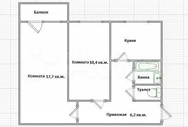 2-к. квартира, 43,2 м, 5/5 эт. - Фото 0