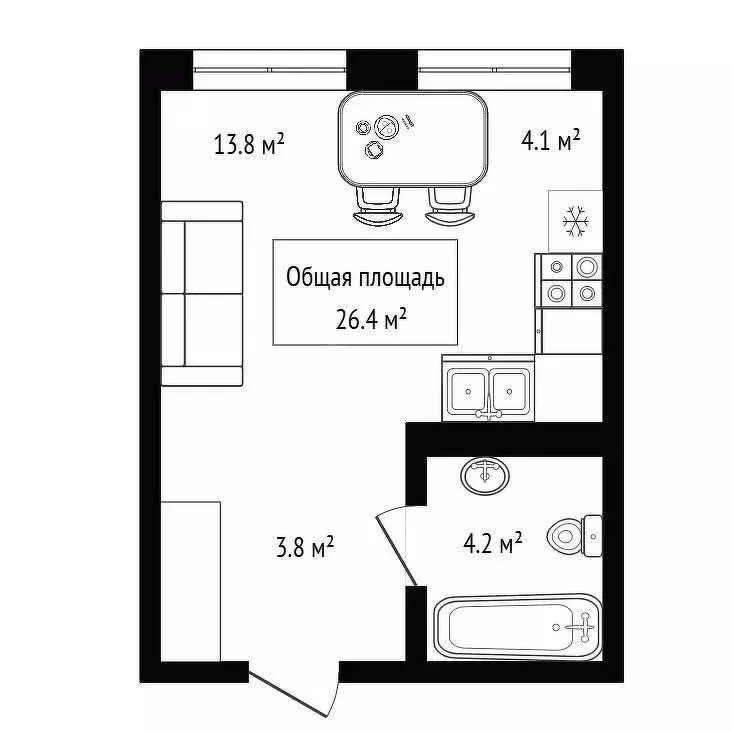 Квартира-студия: Новосибирск, Тайгинская улица, 39 (26.4 м) - Фото 0