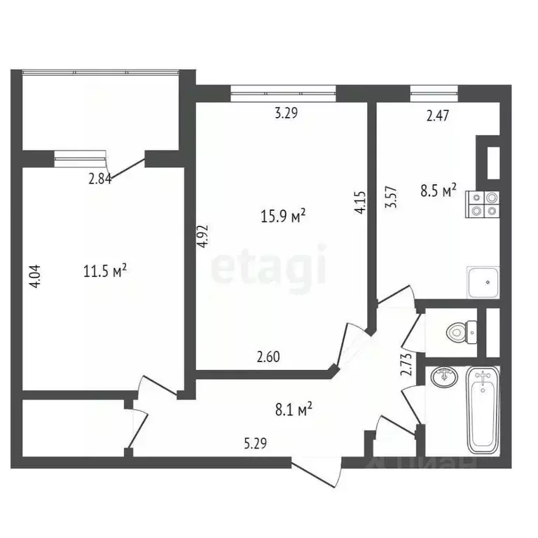 2-к кв. Удмуртия, Ижевск 5-я Подлесная ул., 5к2 (58.7 м) - Фото 1