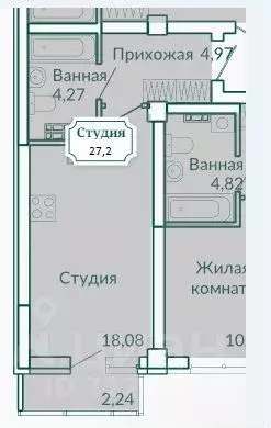 Студия Свердловская область, Екатеринбург ул. Щербакова, 74 (27.0 м) - Фото 0