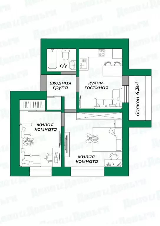 3-к кв. Кировская область, Киров ул. Орджоникидзе, 24 (56.7 м) - Фото 2