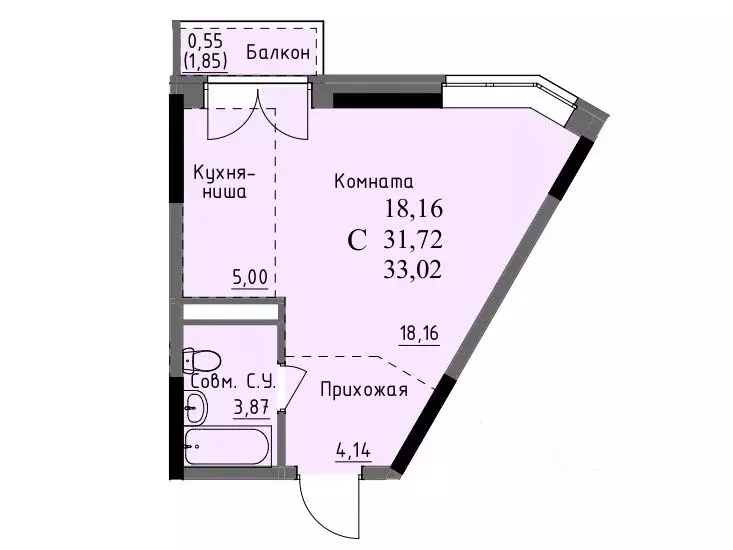 Студия Удмуртия, Ижевск ул. Ключевой Поселок, 23литА (31.72 м) - Фото 0