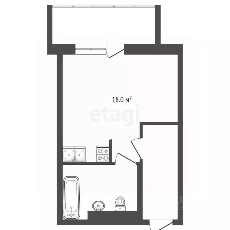 Студия Тюменская область, Тюмень ул. Фармана Салманова, 18 (34.84 м) - Фото 1