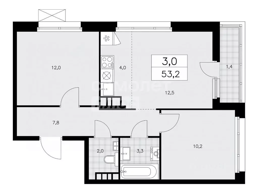3-к кв. Москва ул. Лобановский Лес, 7 (53.2 м) - Фото 2
