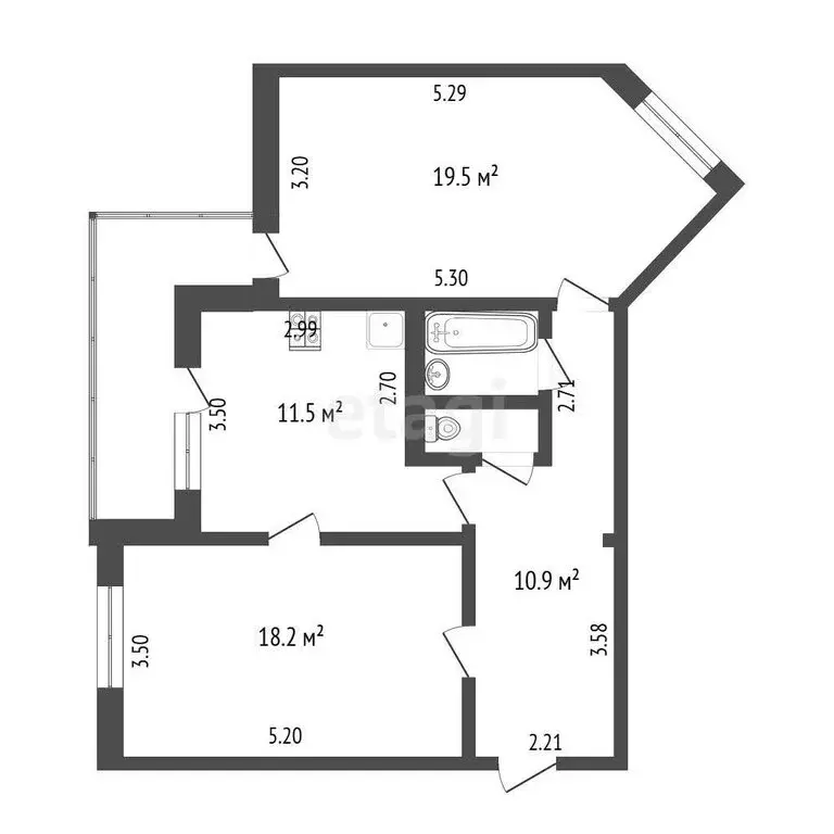 2-комнатная квартира: Симферополь, улица Калинина, 27 (64.9 м) - Фото 1