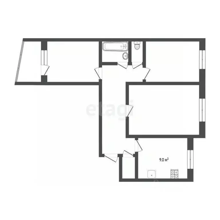 3-к кв. Тюменская область, Тюмень ул. Мельникайте, 132 (68.0 м) - Фото 0