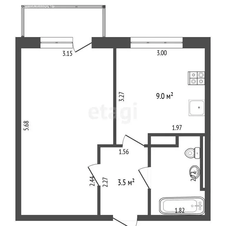 1-комнатная квартира: Тюмень, Широтная улица, 96к3 (36 м) - Фото 0