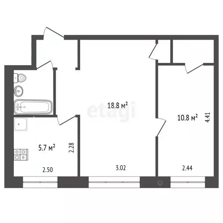 2-к кв. Челябинская область, Челябинск ул. Шаумяна, 81 (43.0 м) - Фото 2