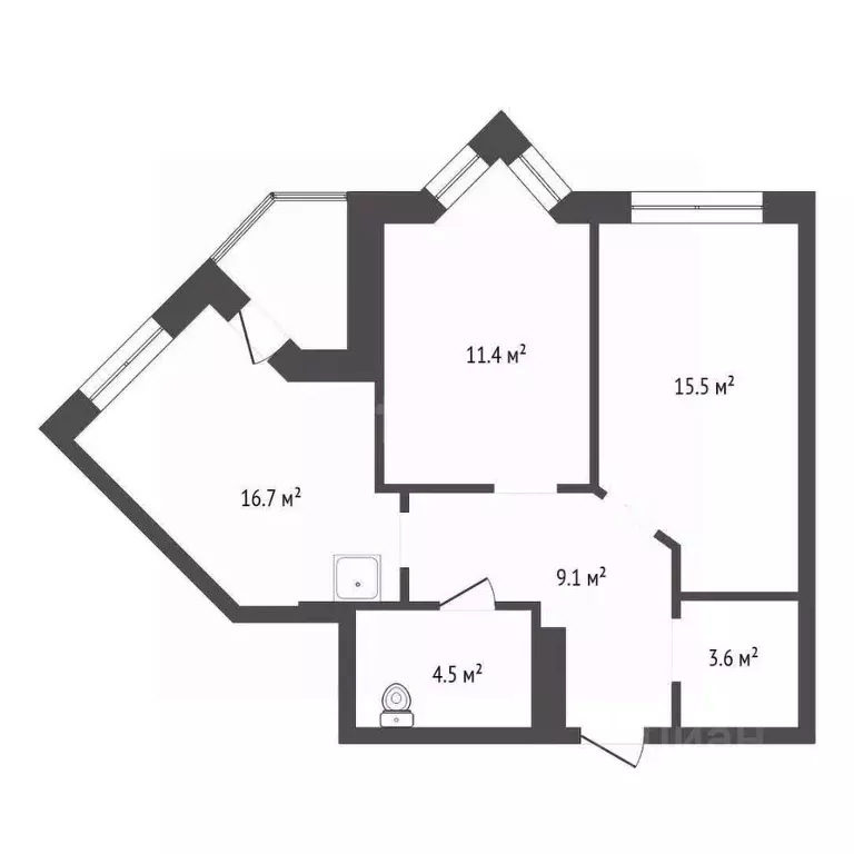 2-к кв. Красноярский край, Красноярск Октябрьская ул., 10 (62.2 м) - Фото 2