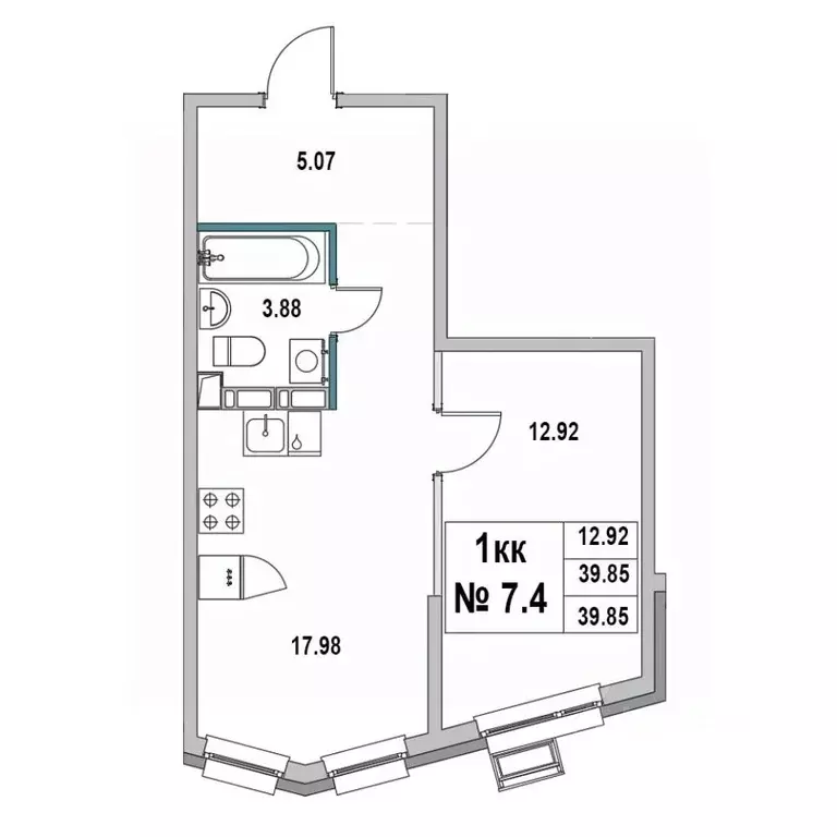 1-к кв. Ленинградская область, Выборг ул. 2-я Южная, 4 (39.85 м) - Фото 1