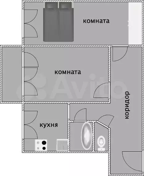 2-к. квартира, 44,9 м, 5/5 эт. - Фото 1