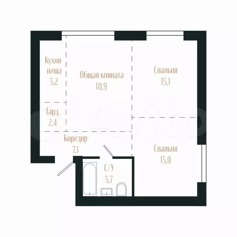 3-к. квартира, 69,4 м, 3/9 эт. - Фото 1