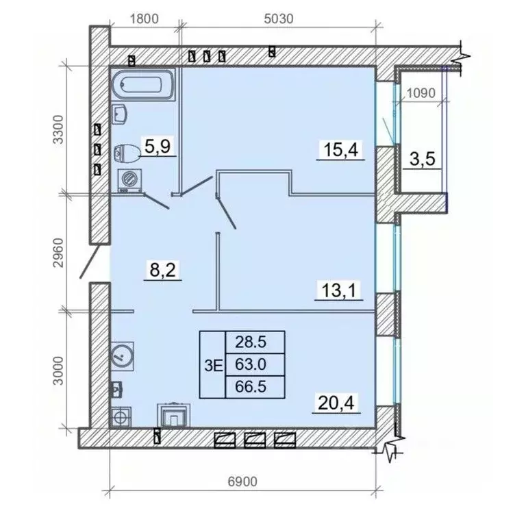 3-к кв. Ивановская область, Иваново пер. Большой Транспортный (66.5 м) - Фото 2