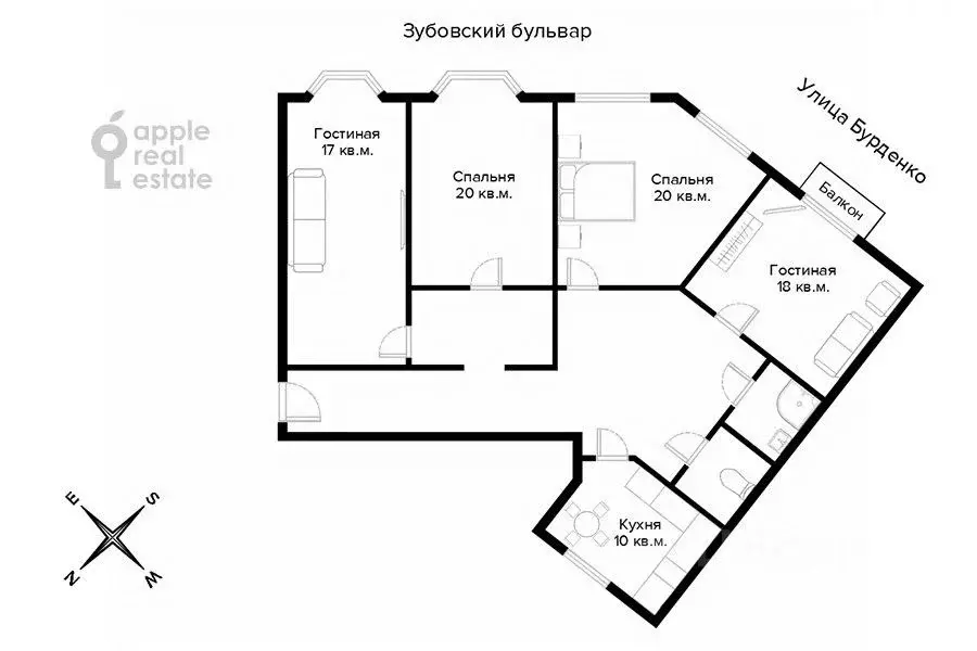 4-к кв. Москва Смоленский бул., 1/2 (116.0 м) - Фото 2