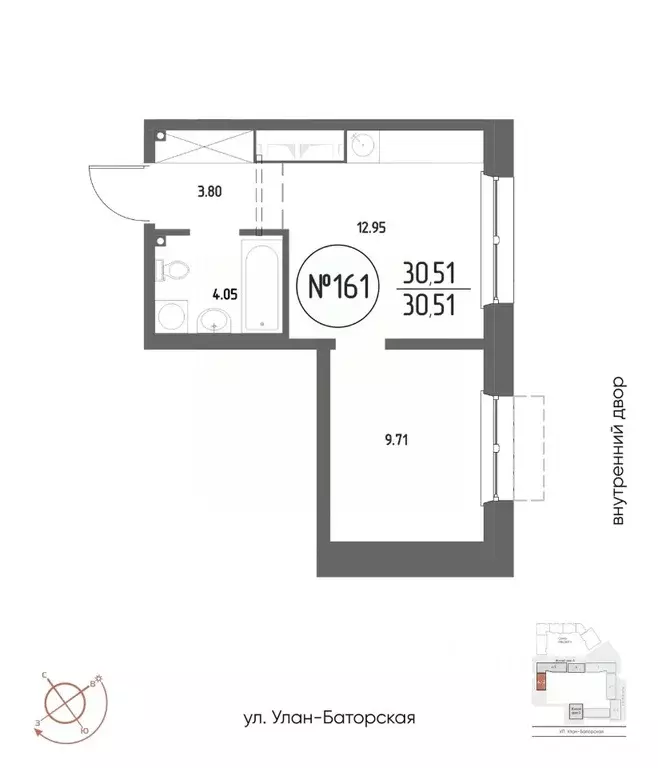 1-к кв. Иркутская область, Иркутск Макс жилой комплекс (30.51 м) - Фото 1