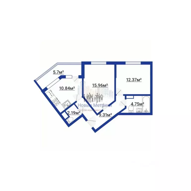 2-к кв. Санкт-Петербург бул. Вилькицкий, 7 (59.0 м) - Фото 1
