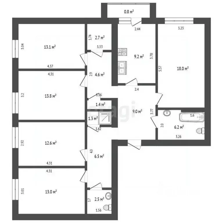 4-к кв. Калининградская область, Калининград ул. Генерала Толстикова, ... - Фото 2