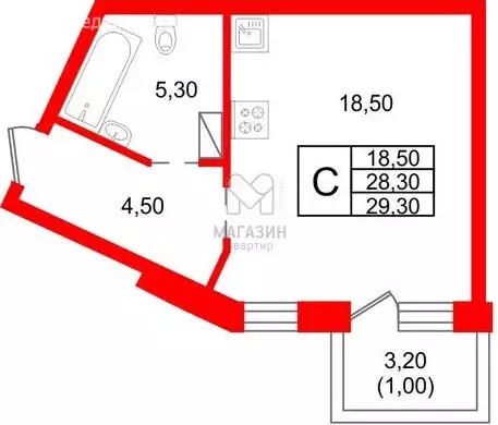 Квартира-студия: деревня Скотное, Вересковая улица, 5к2 (28.5 м) - Фото 1