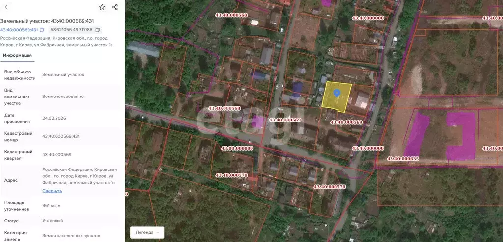 Участок в Киров, микрорайон Красный Химик, Фабричная улица (9.61 м) - Фото 1