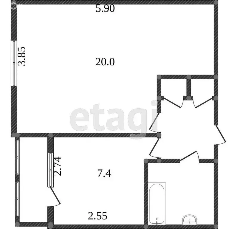 1-комнатная квартира: Белгород, Садовая улица, 6 (37.9 м) - Фото 0