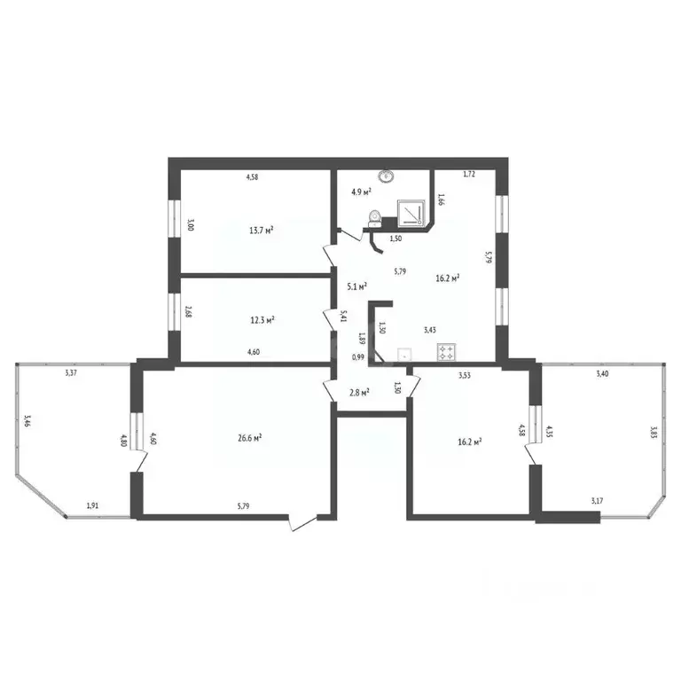 4-к кв. Амурская область, Благовещенск Комсомольская ул., 50 (95.2 м) - Фото 2
