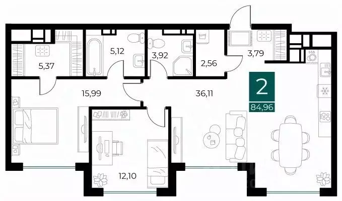 2-к кв. Рязанская область, Рязань Арт Кварталы жилой комплекс (84.96 ... - Фото 1