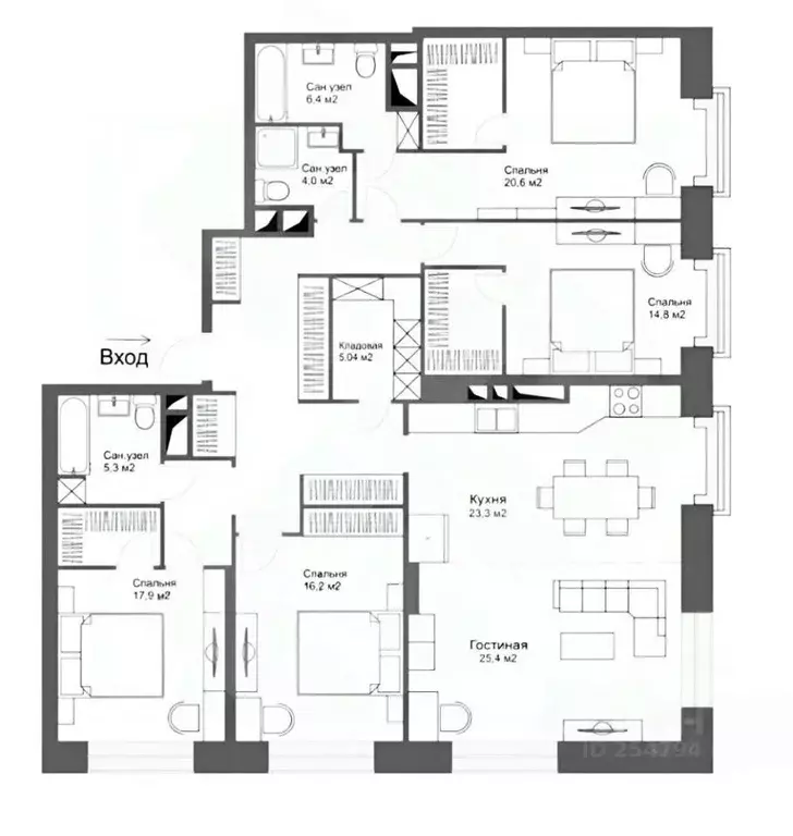 4-к кв. Москва Верхняя ул., 20к1 (180.0 м) - Фото 2