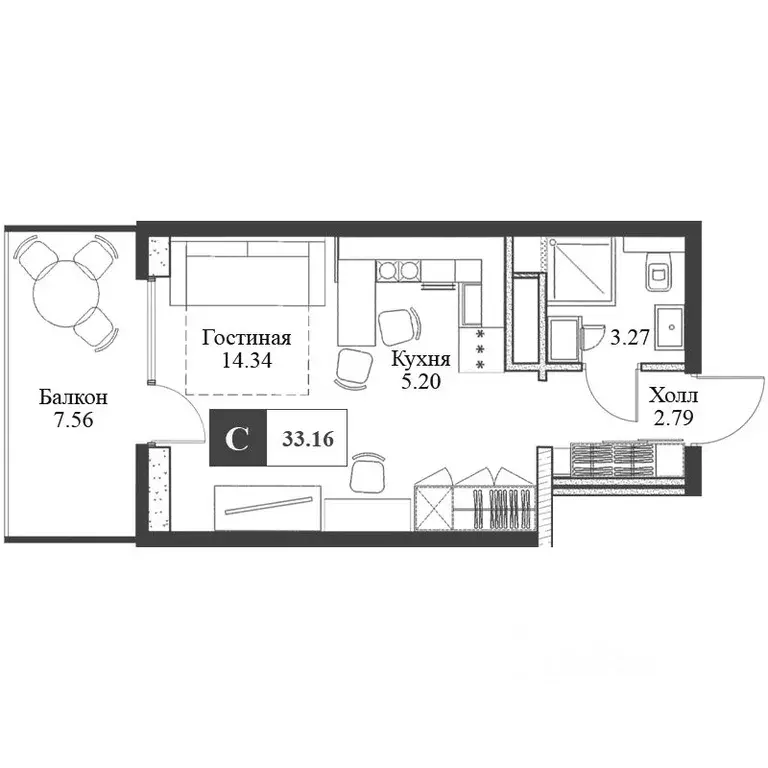 Студия Крым, Алушта ул. Западная, 4к2 (32.9 м) - Фото 2