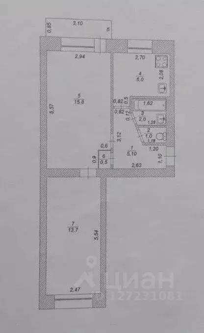 2-к кв. Ульяновская область, Димитровград ул. Куйбышева, 46 (44.1 м) - Фото 1