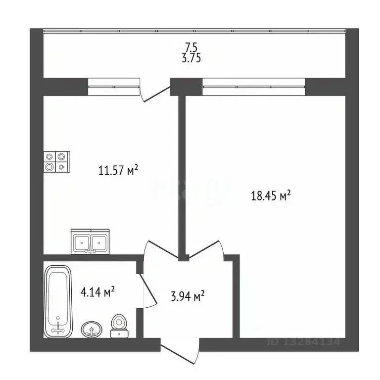 1-к кв. Вологодская область, Великий Устюг ул. Сахарова, 37 (41.85 м) - Фото 1