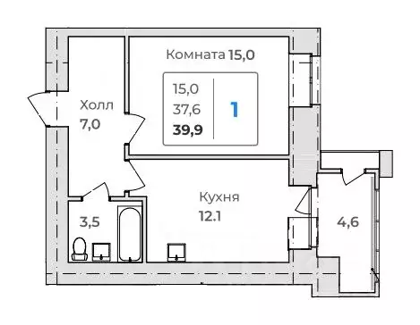 1-к кв. Амурская область, Благовещенск  (39.9 м) - Фото 0