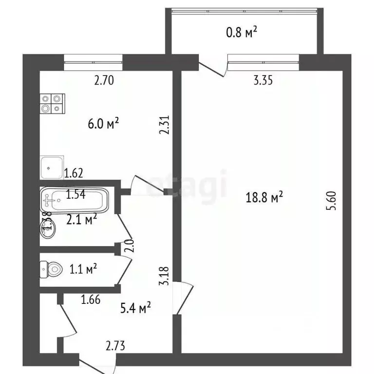 1-к кв. Калининградская область, Калининград Московский просп., 92 ... - Фото 2