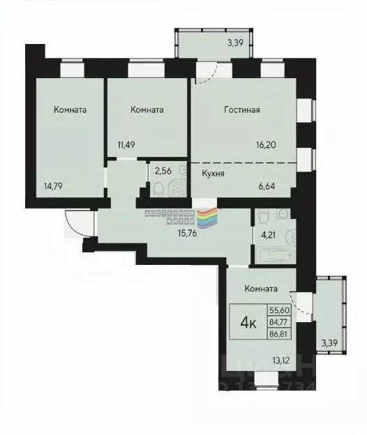 4-к кв. Красноярский край, Красноярск ул. Елены Стасовой, 72Б (86.8 м) - Фото 2