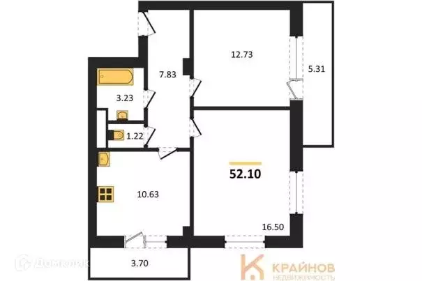 Продаётся 2-к квартира, 52.1 м - Фото 0