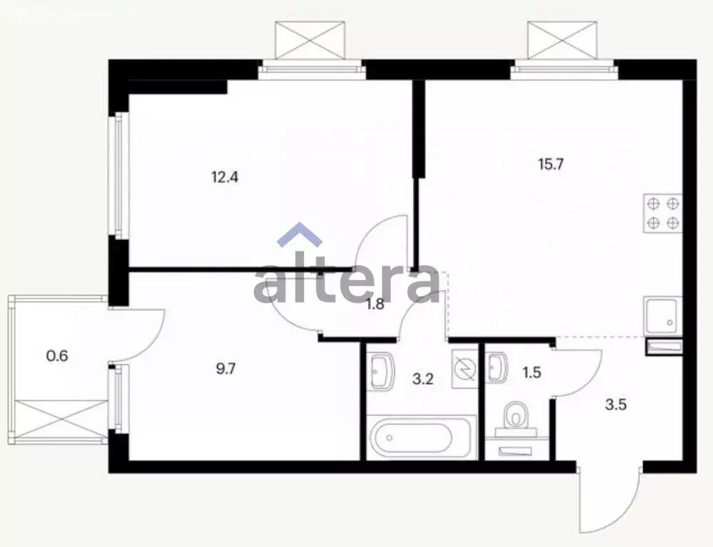 2-комнатная квартира: Казань, жилой комплекс Нокса Парк, 3 (48.4 м) - Фото 0