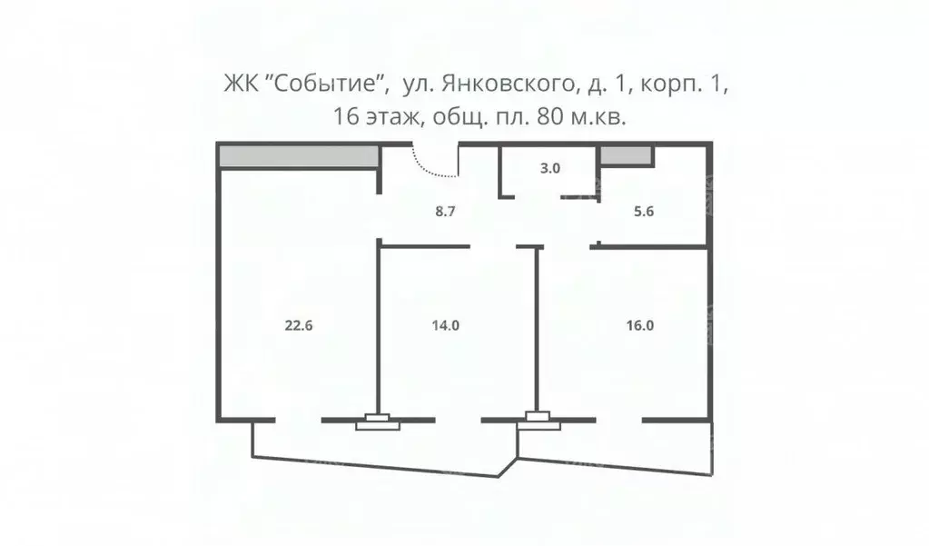 3-к кв. Москва ул. Янковского, 1к1 (80.0 м) - Фото 1
