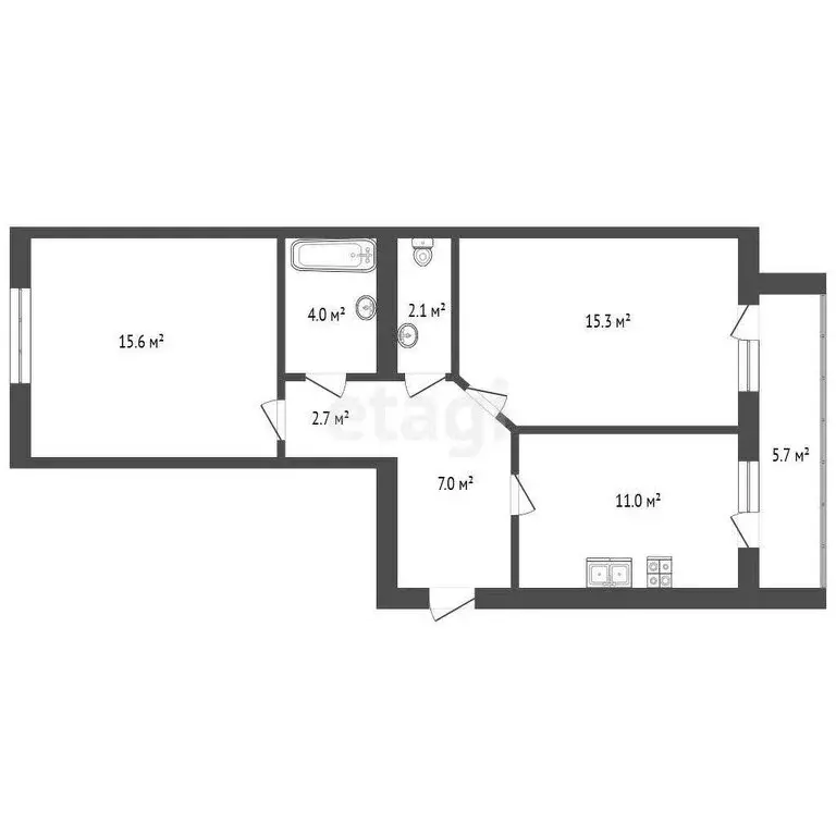 2-комнатная квартира: Котлас, проспект Мира, 47 (60.6 м) - Фото 0