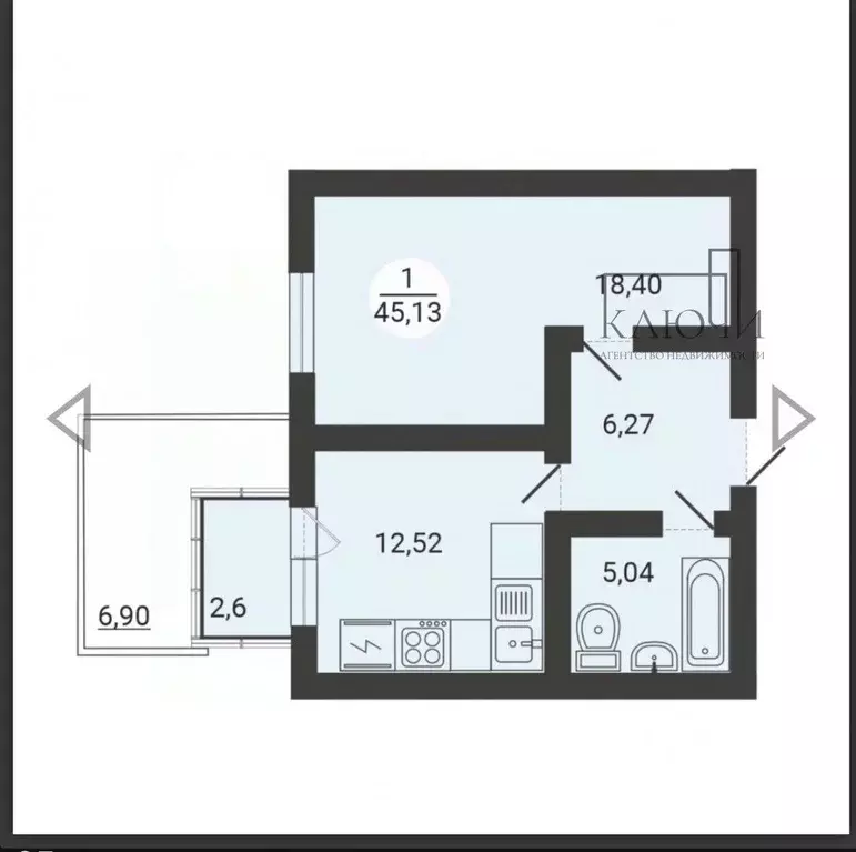 1-к кв. Челябинская область, Магнитогорск пос. Молодежный,  (45.13 м) - Фото 2