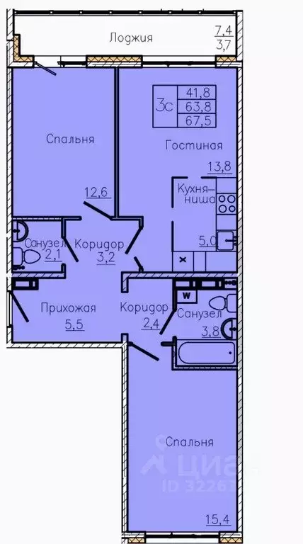 3-к кв. Кемеровская область, Кемерово 64-й мкр, 83 (67.5 м) - Фото 0