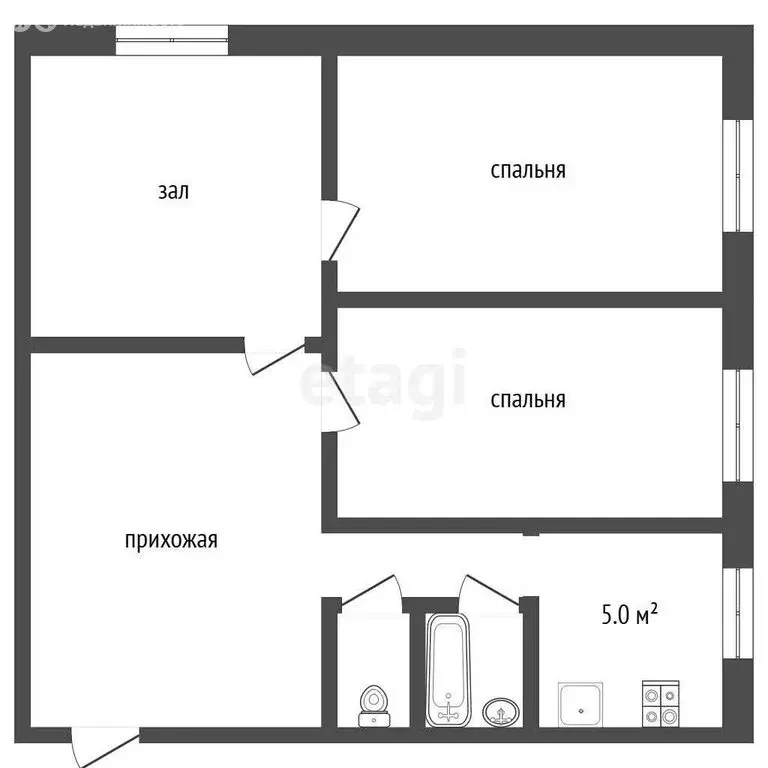 3-комнатная квартира: Троицк, Рабочая улица, 39 (60 м) - Фото 1