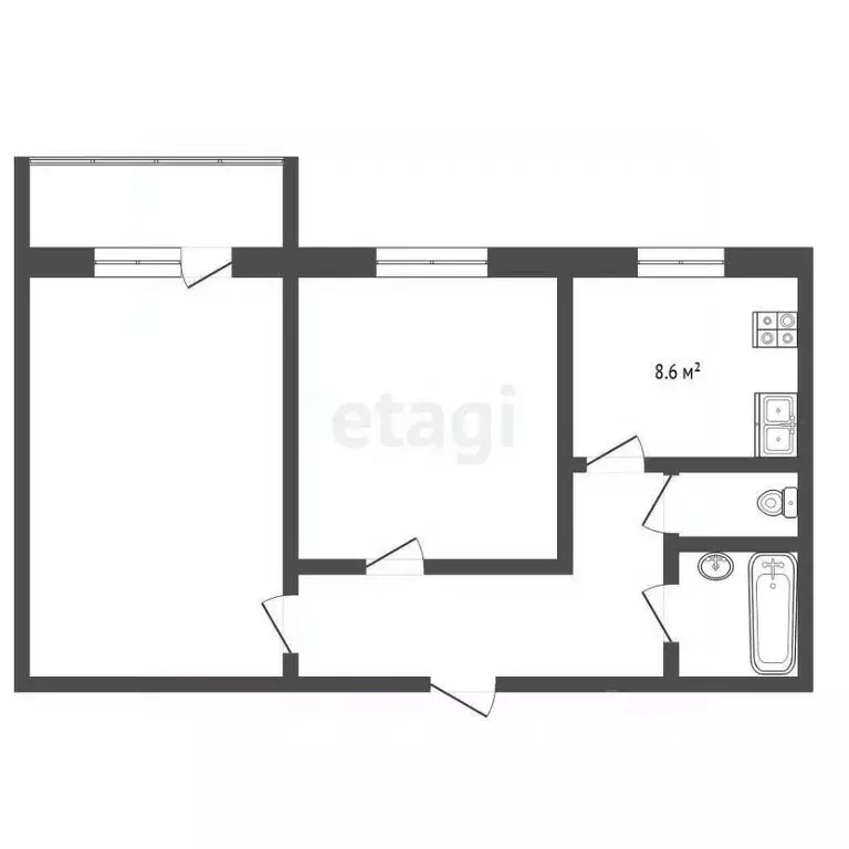 2-к кв. Ямало-Ненецкий АО, Ноябрьск ул. Изыскателей, 18А (50.2 м) - Фото 2