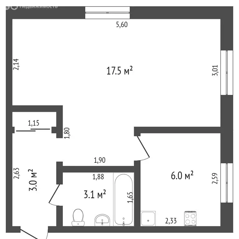1-комнатная квартира: Ишим, улица Карла Маркса, 39 (30.5 м) - Фото 0