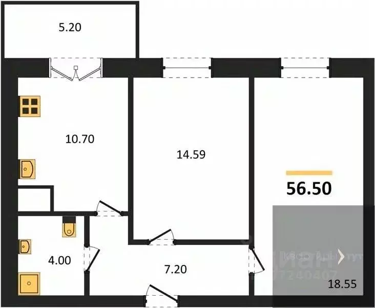 2-к кв. Воронежская область, Воронеж Цимлянская ул., 10Д (56.5 м) - Фото 0