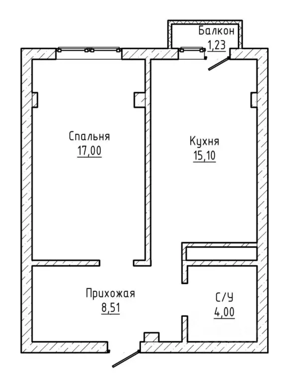 1-к кв. Кабардино-Балкария, Нальчик Кабардинская ул. (44.0 м) - Фото 1